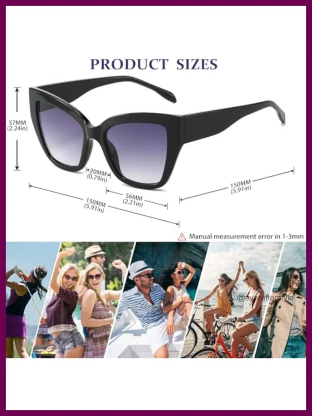Oversized Cat Eye Sunglasses UV400 Protection for Women Trendy Large Frame